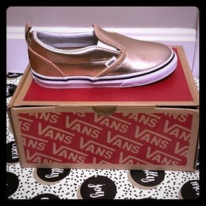VANS- Gold metallic slip ons. Toddler size 9.5